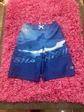 OP Blue Shark Graphic Swim Trunks